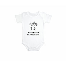 Load image into Gallery viewer, Hola Tio Pregnancy Announcement Onesie in Spanish (0-3 Months)
