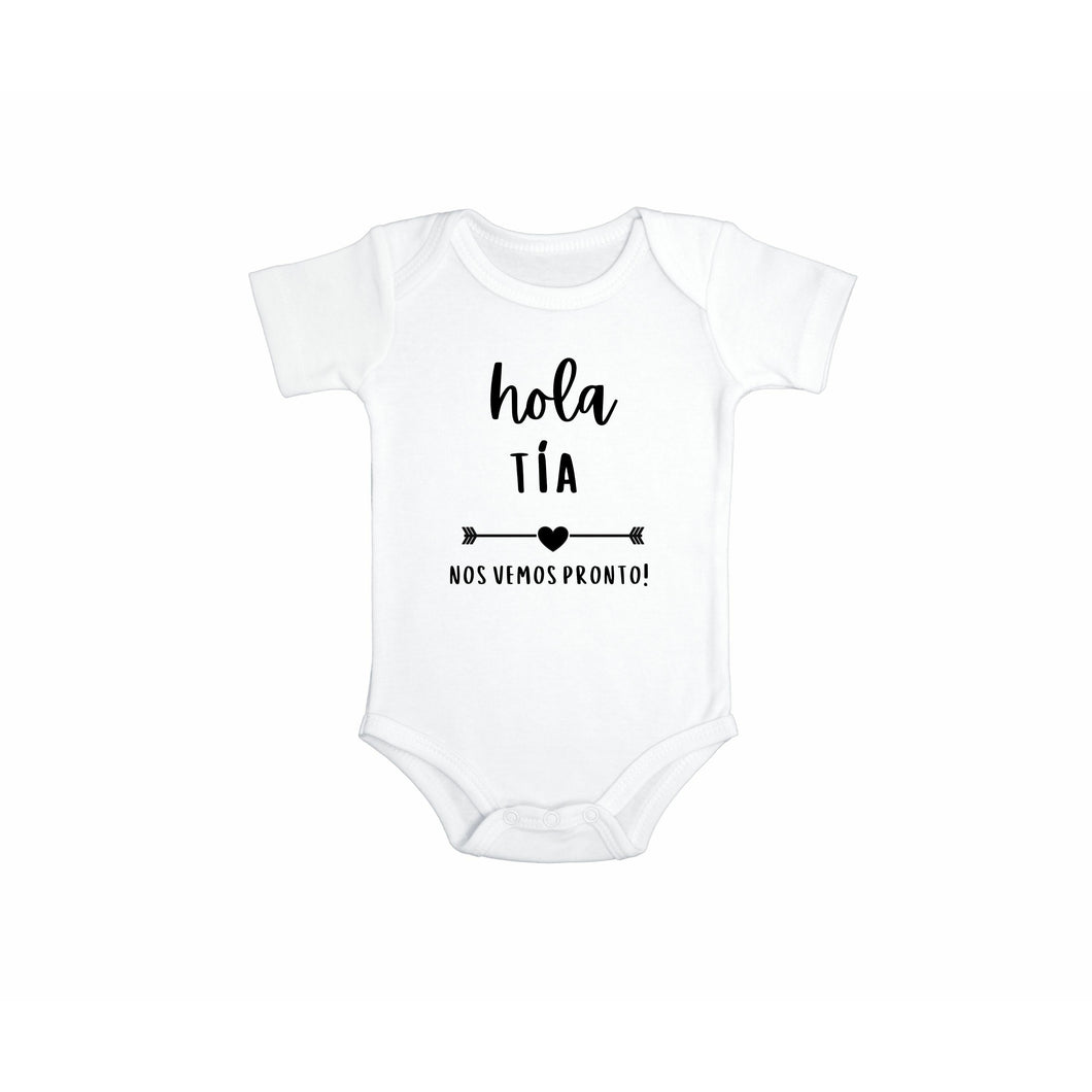 Hola Tia Pregnancy Announcement Onesie in Spanish (0-3 Months)