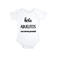 Load image into Gallery viewer, Hola Abuelitos Pregnancy Announcement Onesie in Spanish (0-3 Months)
