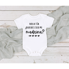 Cargar imagen en el visor de la galería, Hola Tia Quieres Ser Mi Madrina Baptism Onesie in Spanish
