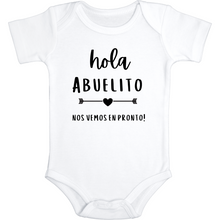 Load image into Gallery viewer, Hola Abuelito Pregnancy Announcement Onesie in Spanish (0-3 Months)
